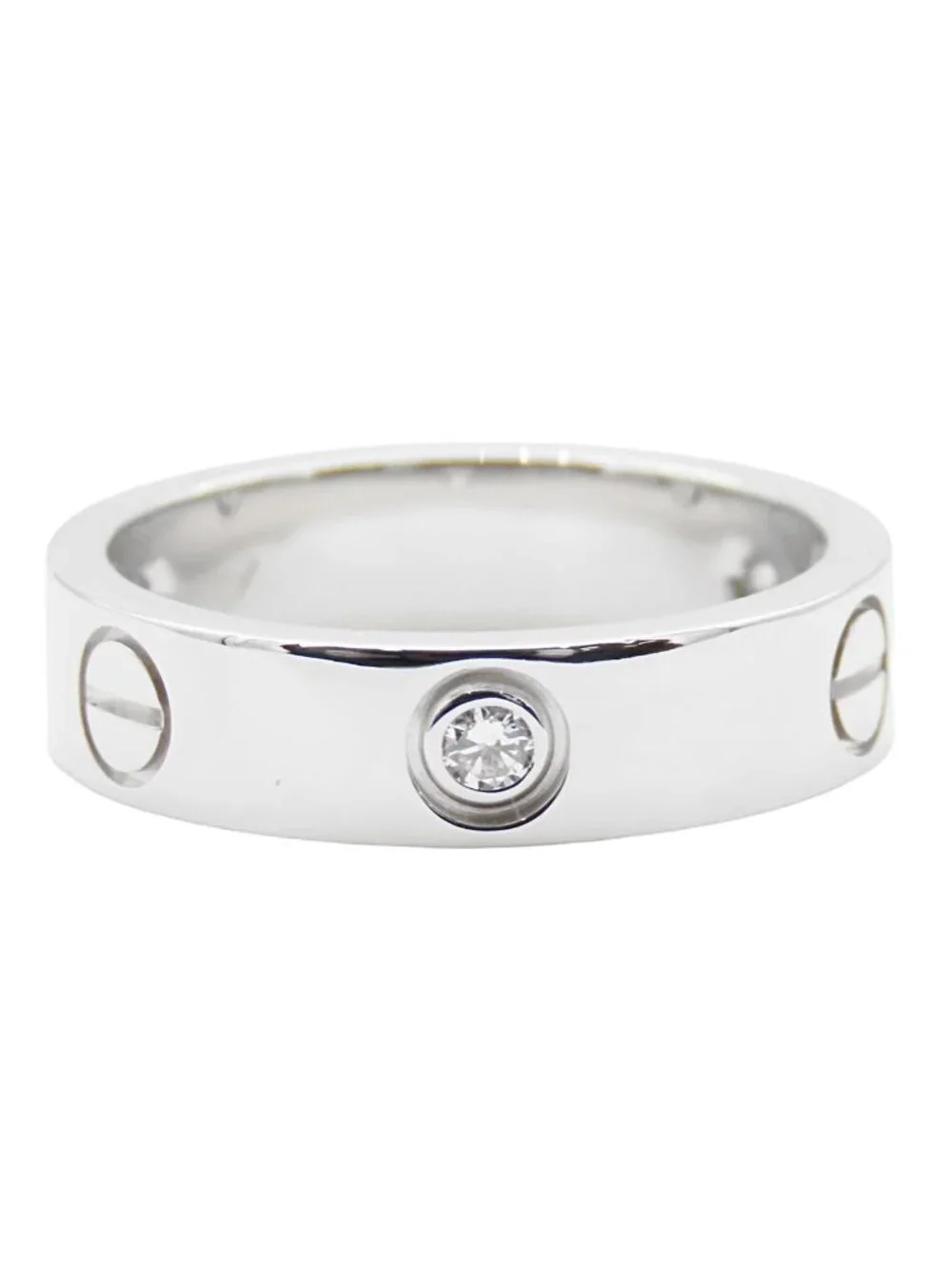 Cartier Love Ring White Gold 18K Diamond Half 59